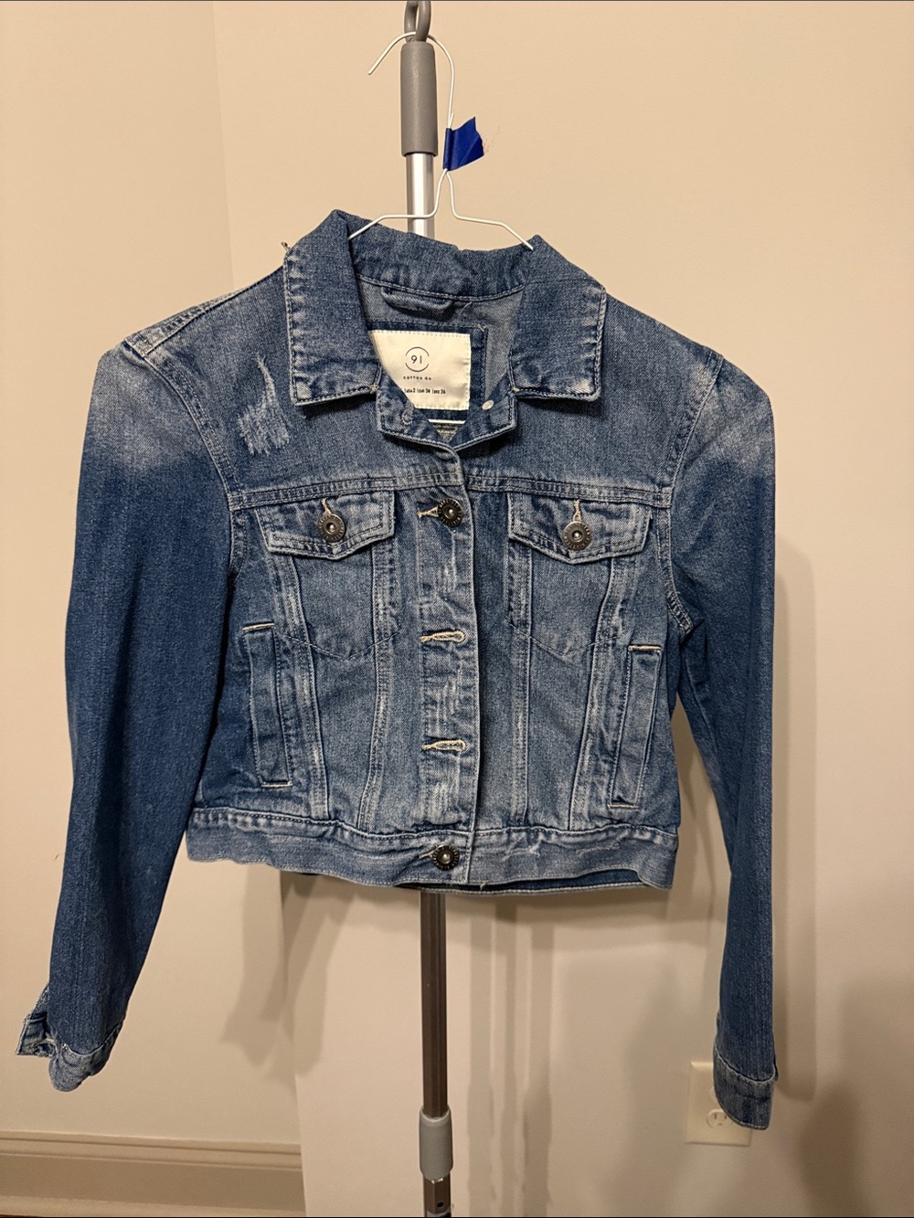 91 Cotton On Blue Cropped Denim Jacket